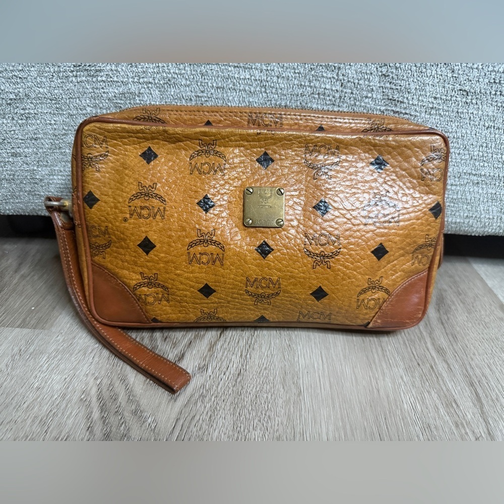 MCM Cognac Visetos Pouch Bag